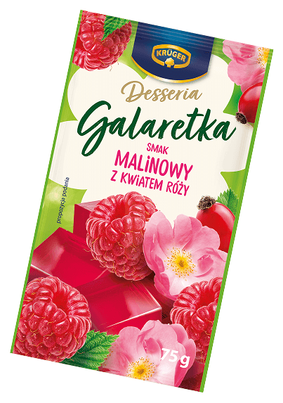 Galaretka malinowa z kwiatem róży